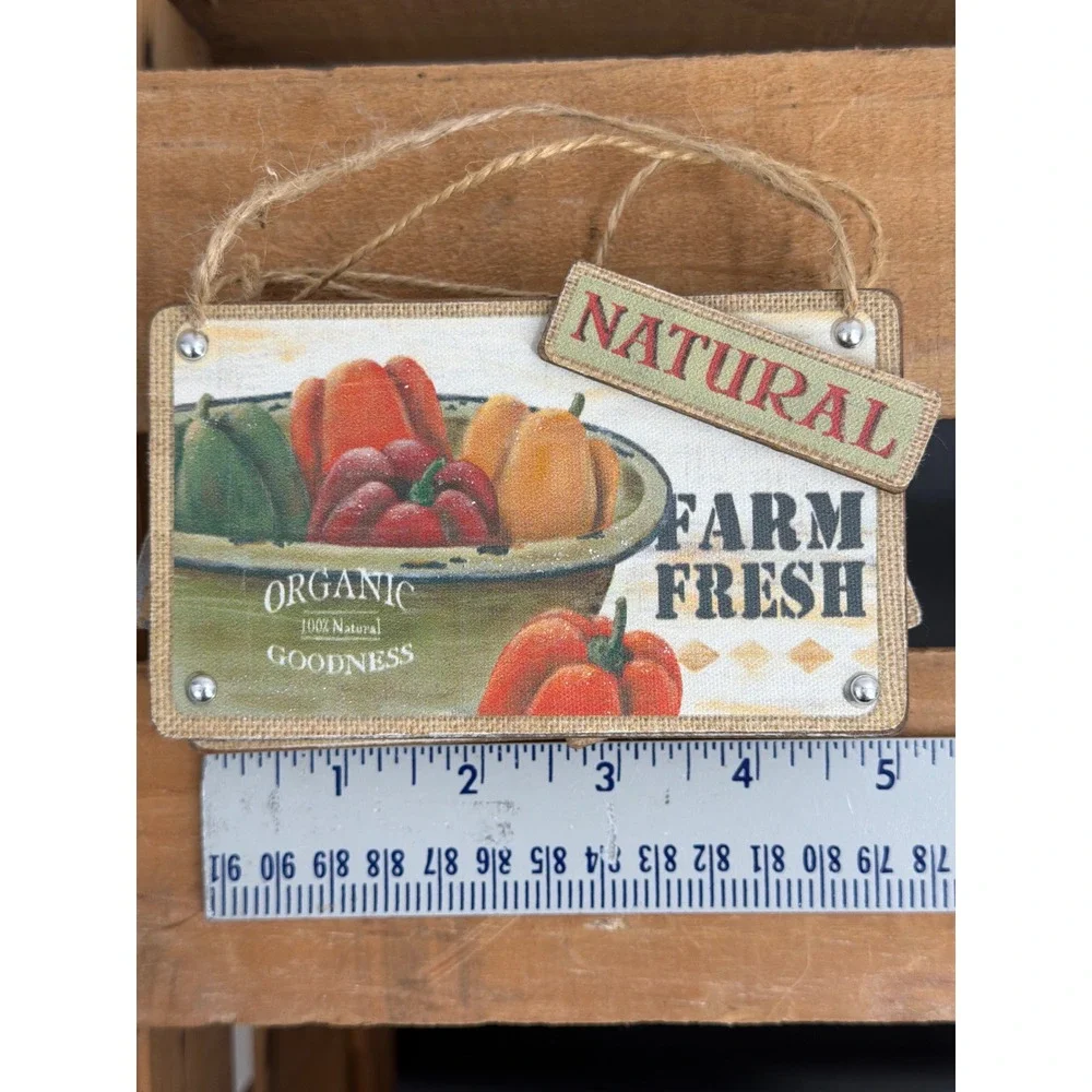 Kurt S Adler Pam Britton Farmhouse‎ Kitchen Signs Set of 4 Organic Produce Decor